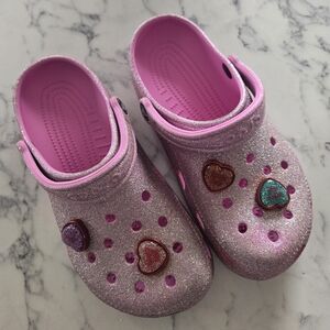 Womens Glittery Pink Crocs